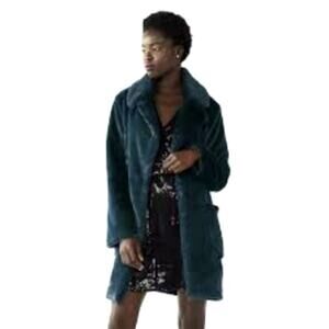 Cara Santana + Nine West Coat Green Fuzzy Women's Medium